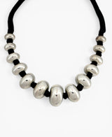 Chunky Beads Statement Necklace in Antique Silver Color