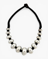 Chunky Beads Statement Necklace in Antique Silver Color