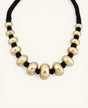 hampagne gold chunky bead choker necklace on black cord