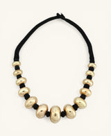 Champagne gold bead necklace with cotton cord choker style