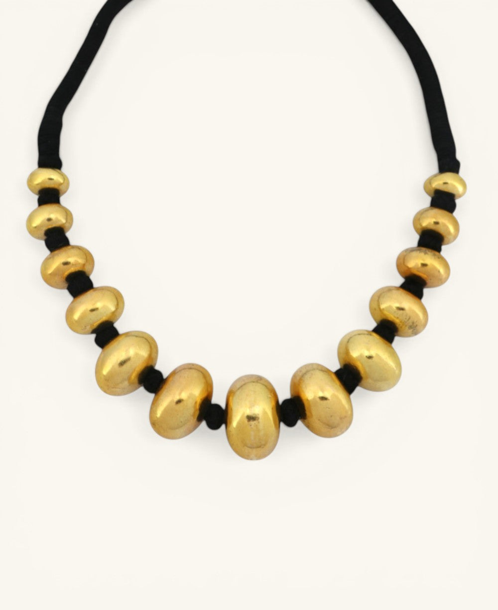 Dark Gold Beaded Statement Choker Necklace