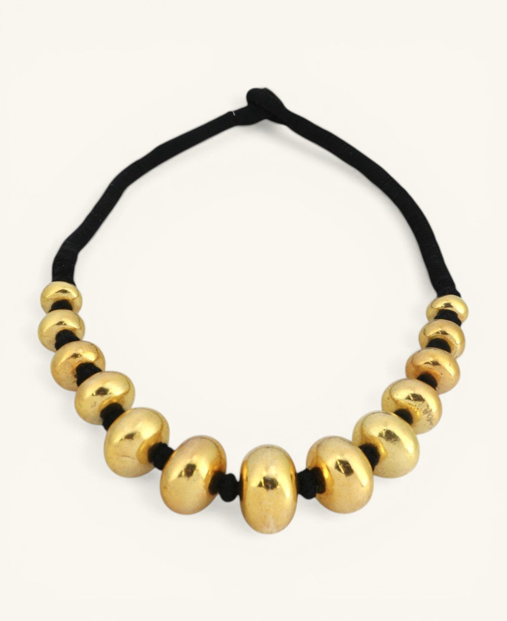 Dark Gold Beaded Statement Choker Necklace