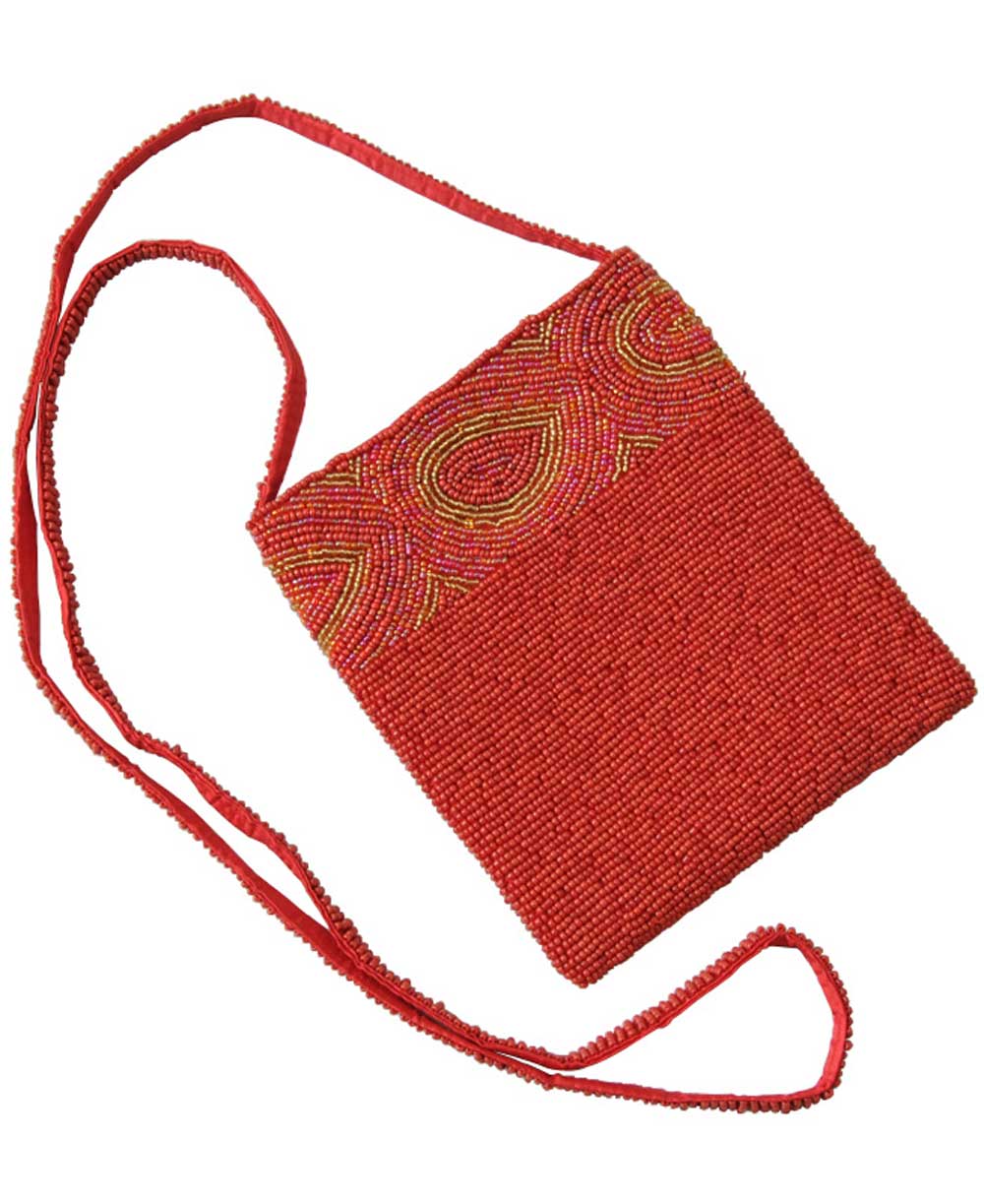 Red beaded Small party bag