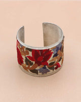 Embroidered Lotus Cuff Bracelet