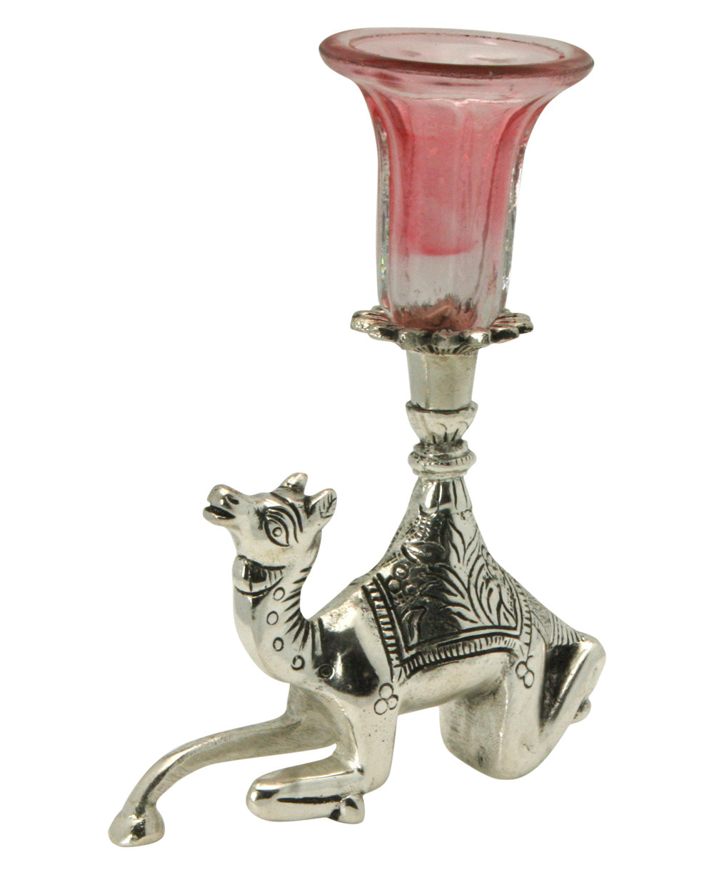 Indian Home Decor: Camel Taper Candle Holder, Red