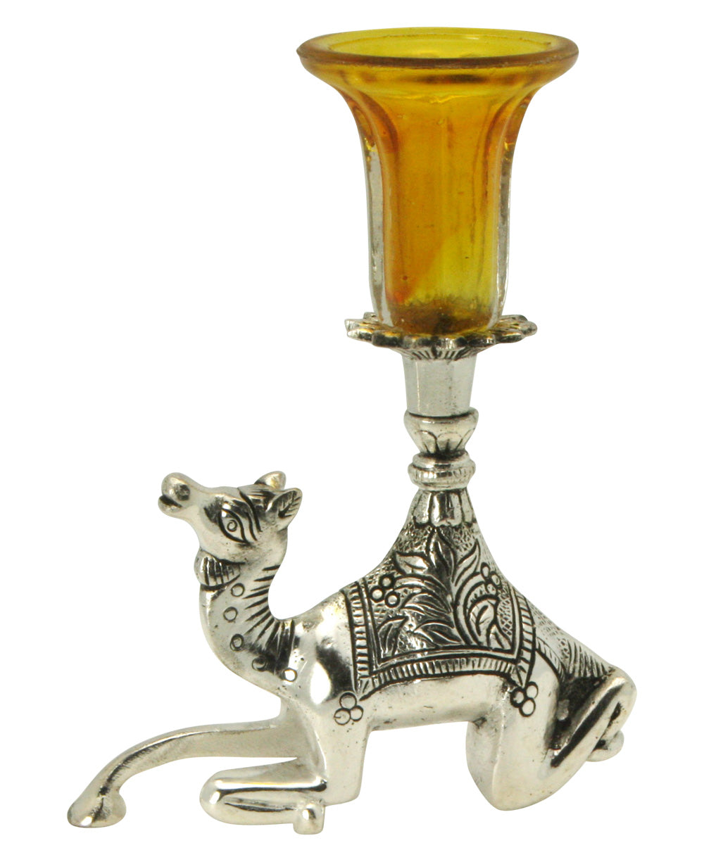 Indian Home Decor: Camel Taper Candle Holder, Yellow
