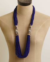 Elephant Carving Blue Beaded Statement Necklace