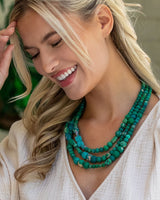 Three Layered Green Textile Bead Necklace