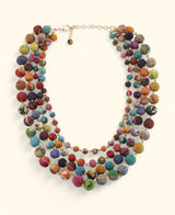 Four-strand colorful Kantha bead necklace handmade in India