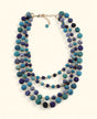 Multi-strand blue Kantha fabric bead necklace