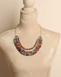 Four-strand recycled fabric necklace with brass chain