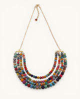 Layered Rainbow Upcycled Textile Kantha Necklace