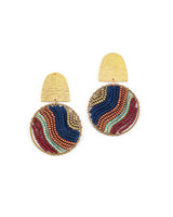 Colorful Guatemalan beaded earrings with brass top