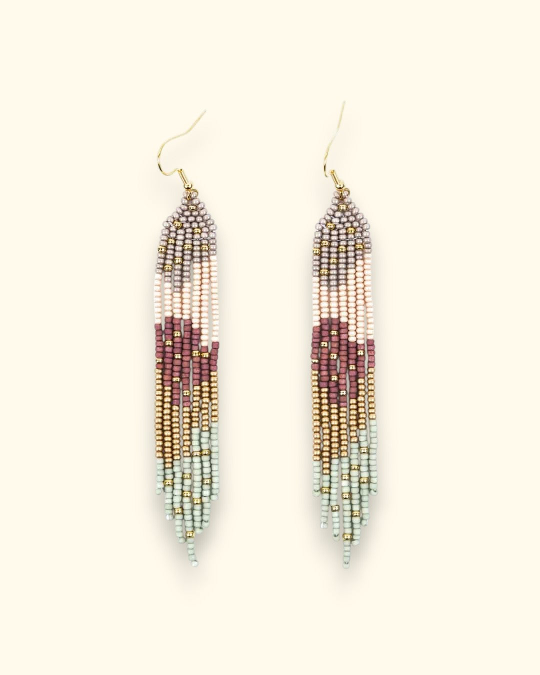 Blush Bloom Beaded Fringe Earrings