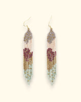 Blush Bloom Beaded Fringe Earrings