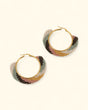 Earth-tone beaded hoop earrings handmade in Guatemala
