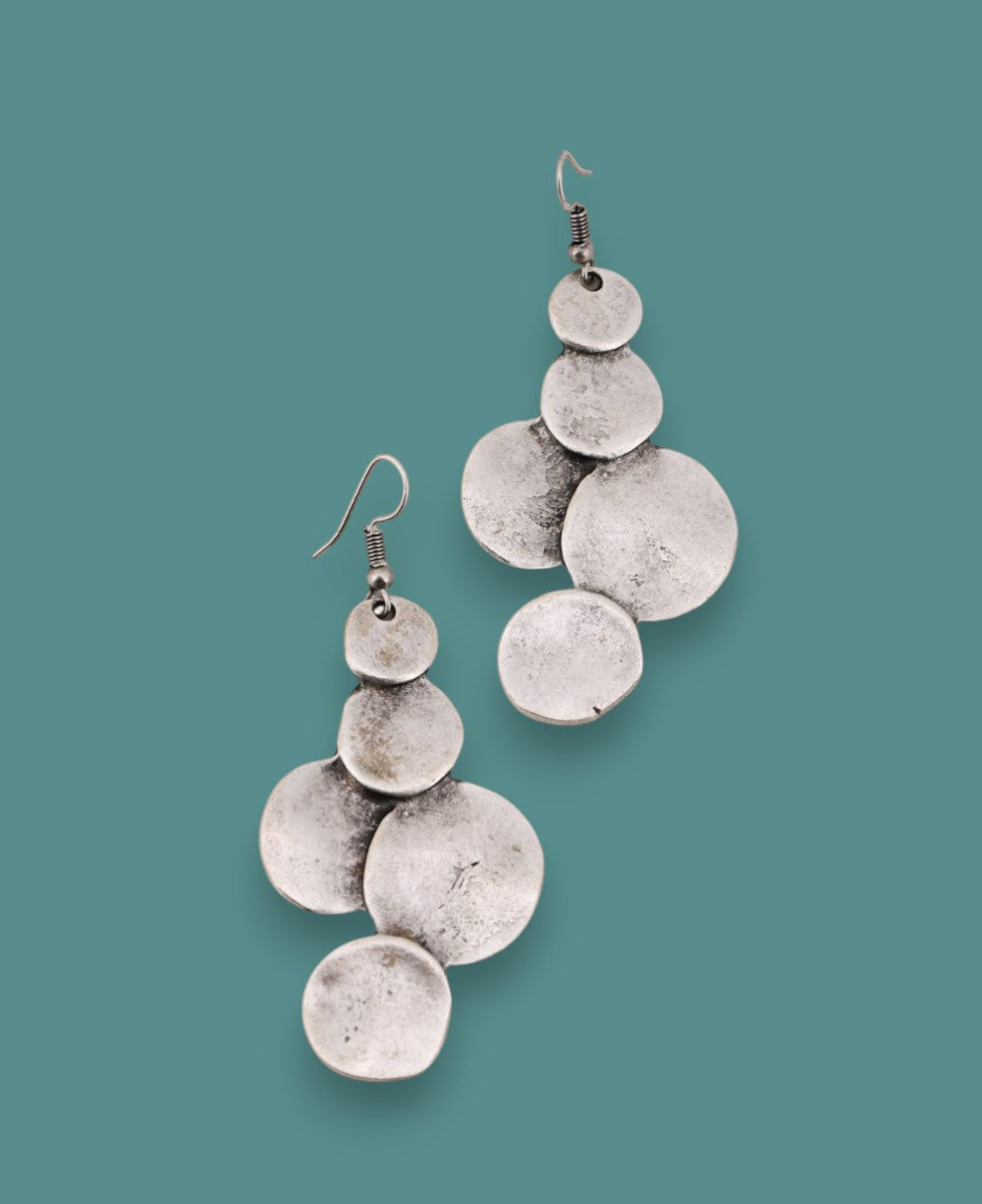 Cascade Textured Disc Drop Earrings