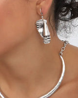 Abstract face drop earrings