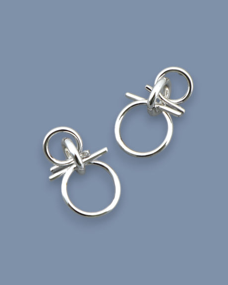 Modern linked drop earrings in silver