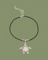  Adjustable black cord turtle necklace