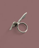  Textured metal butterfly statement ring