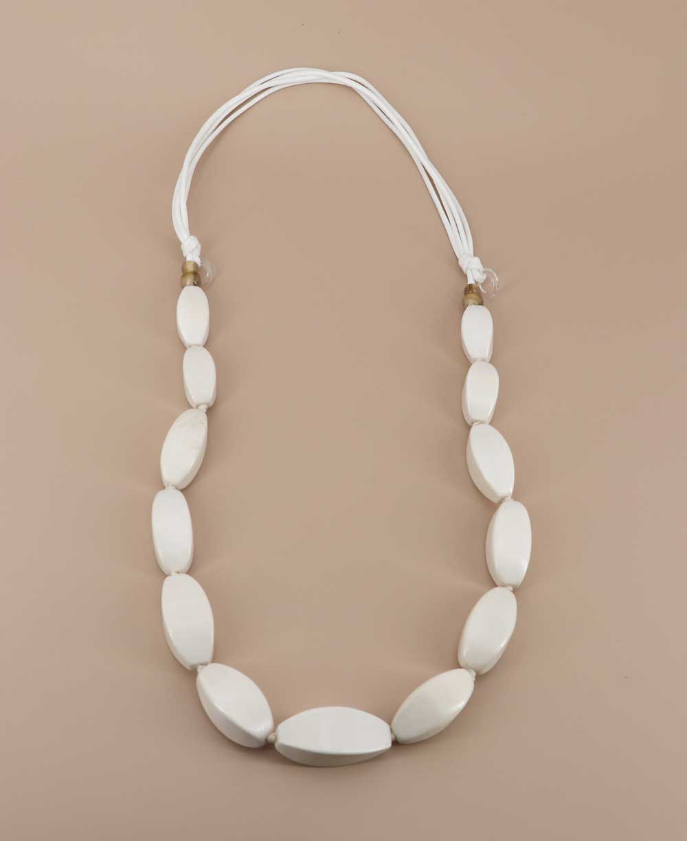soft white elongated tube necklace