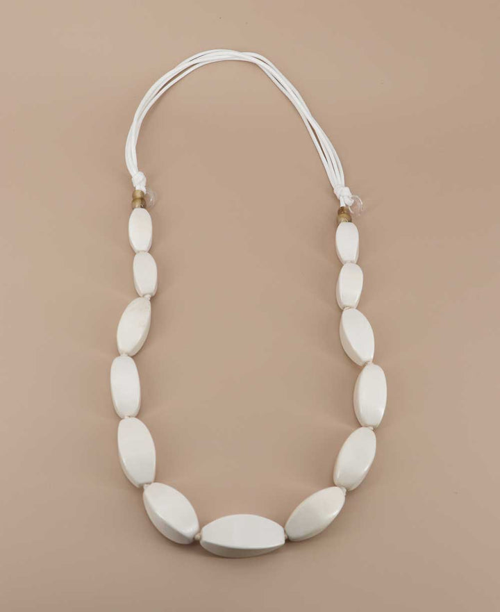 soft white elongated tube necklace