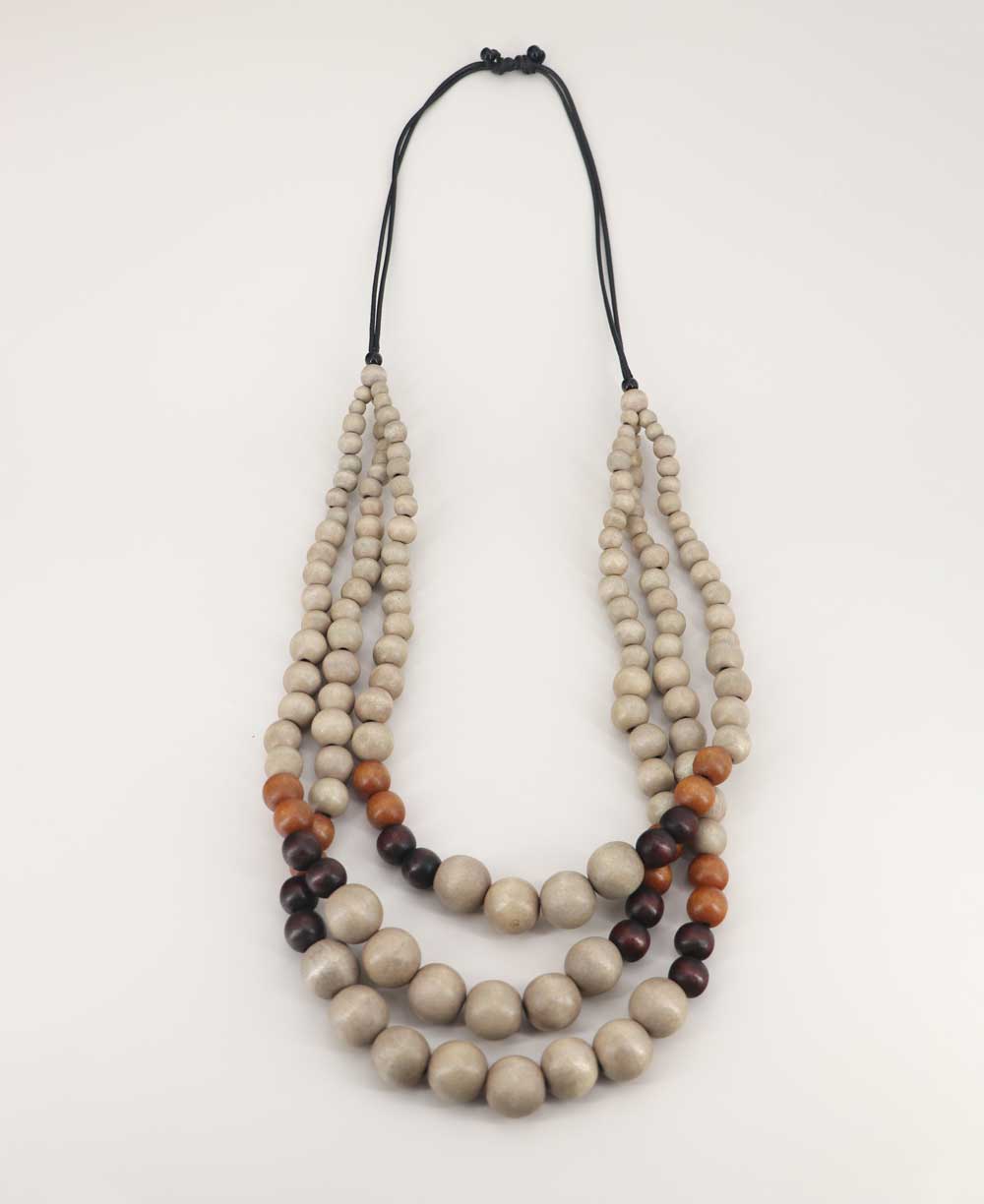 Multicolor - Handmade Wooden Beads Double Layered Necklace Set 17