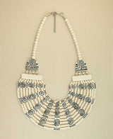 Black and white geometric bib necklace
