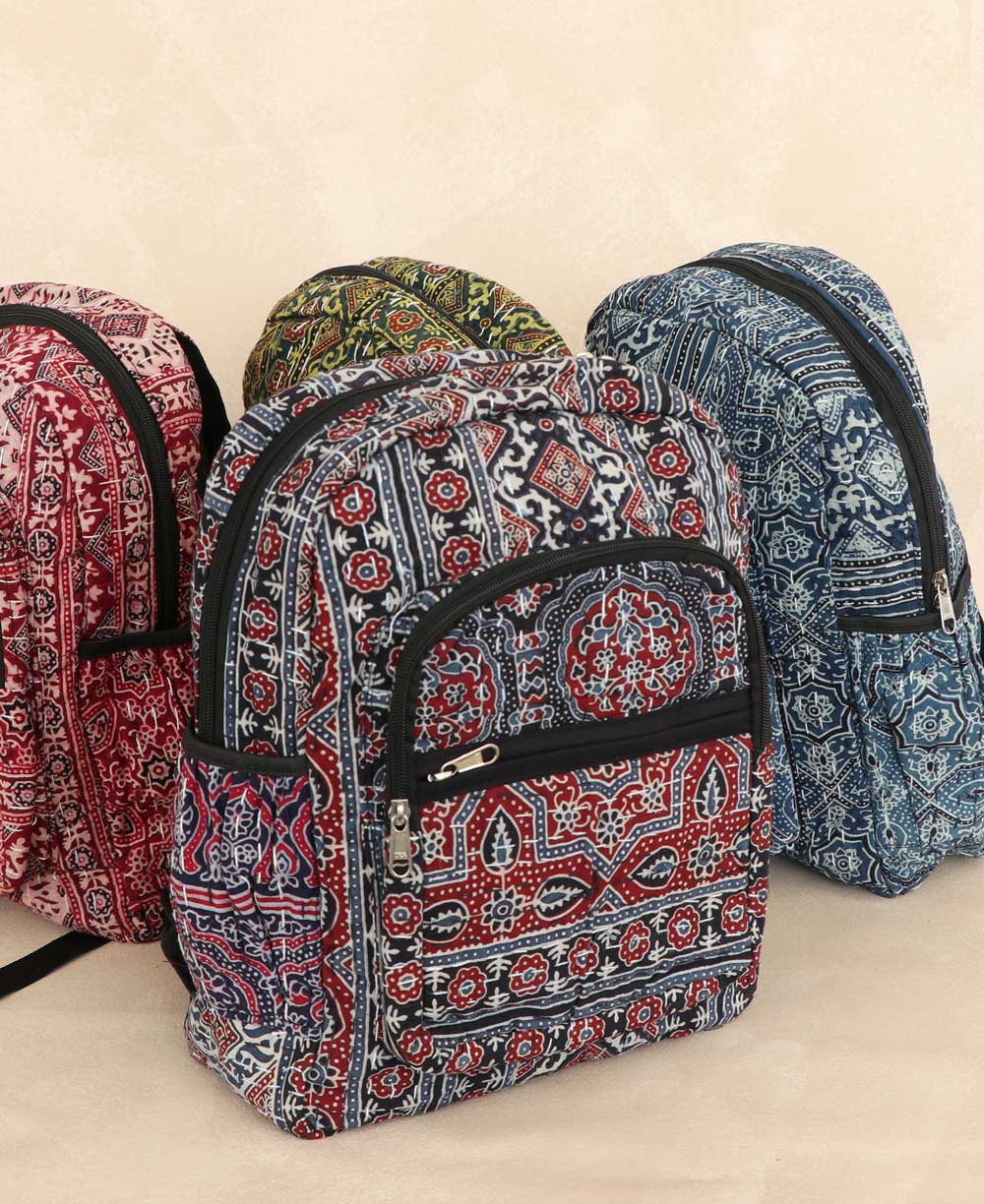 Block-Print Kantha Stitched Backpack