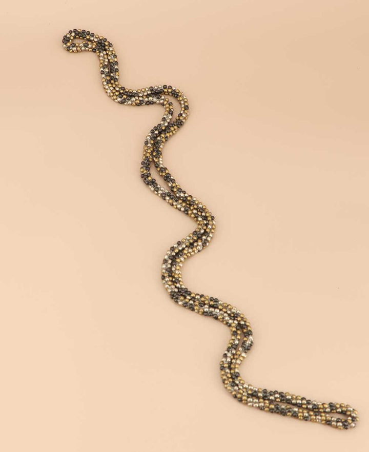 Long mixed color metal bead necklace by Tibetan artisans