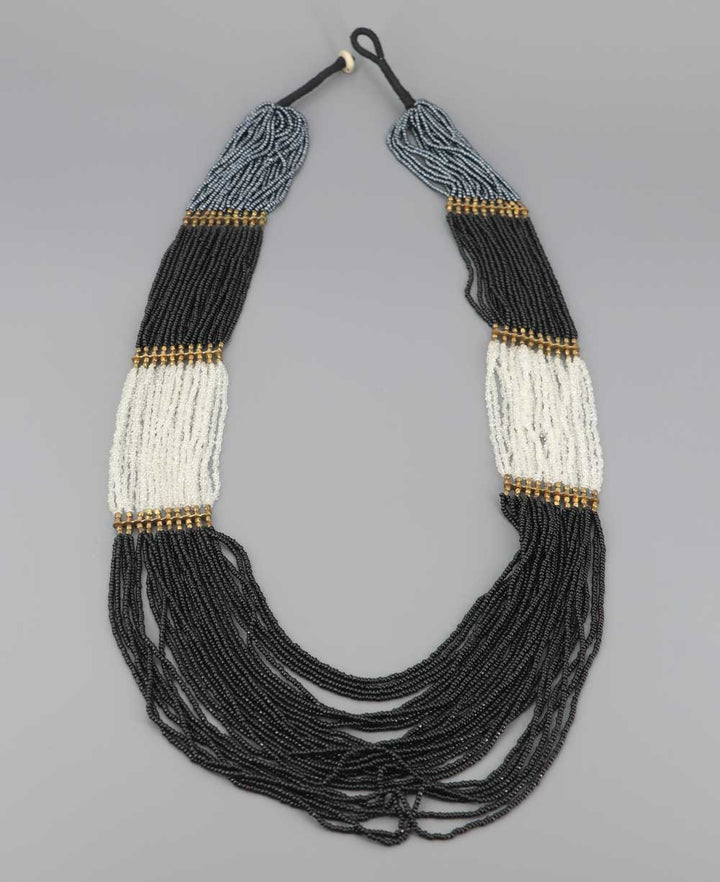 Grey Black White Beads Necklace