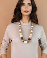 Adjustable Brown Wood Bead Necklace