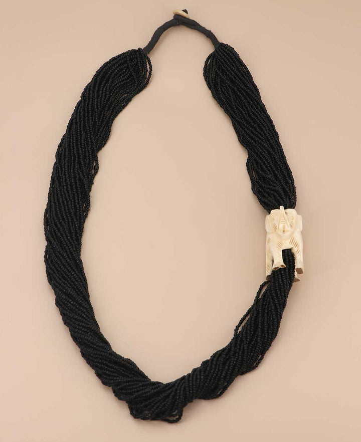 Black Beads Elephant NEcklace