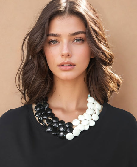 Tibetan Black and White Disc Necklace