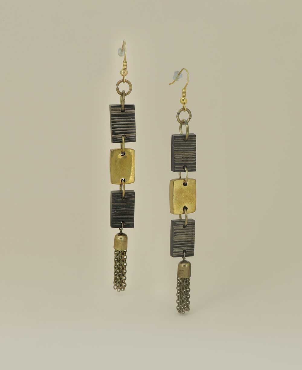 Graphite Block Earrings in Brass