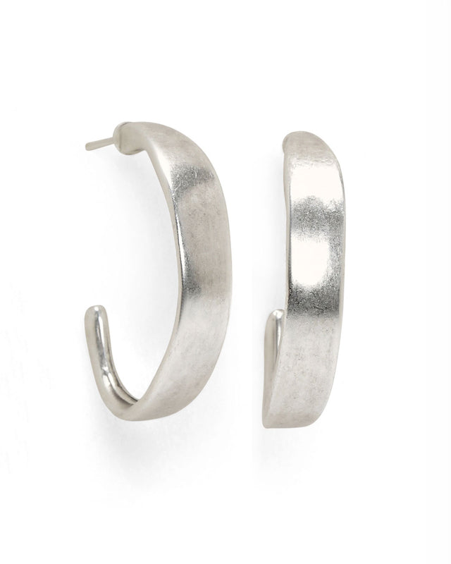 Sculpted Pewter Hoop Earrings