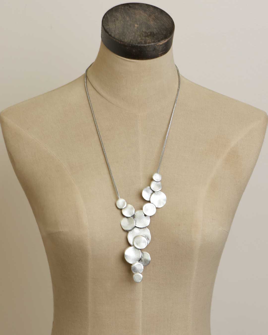 Structured Discs Statement Pewter Necklace