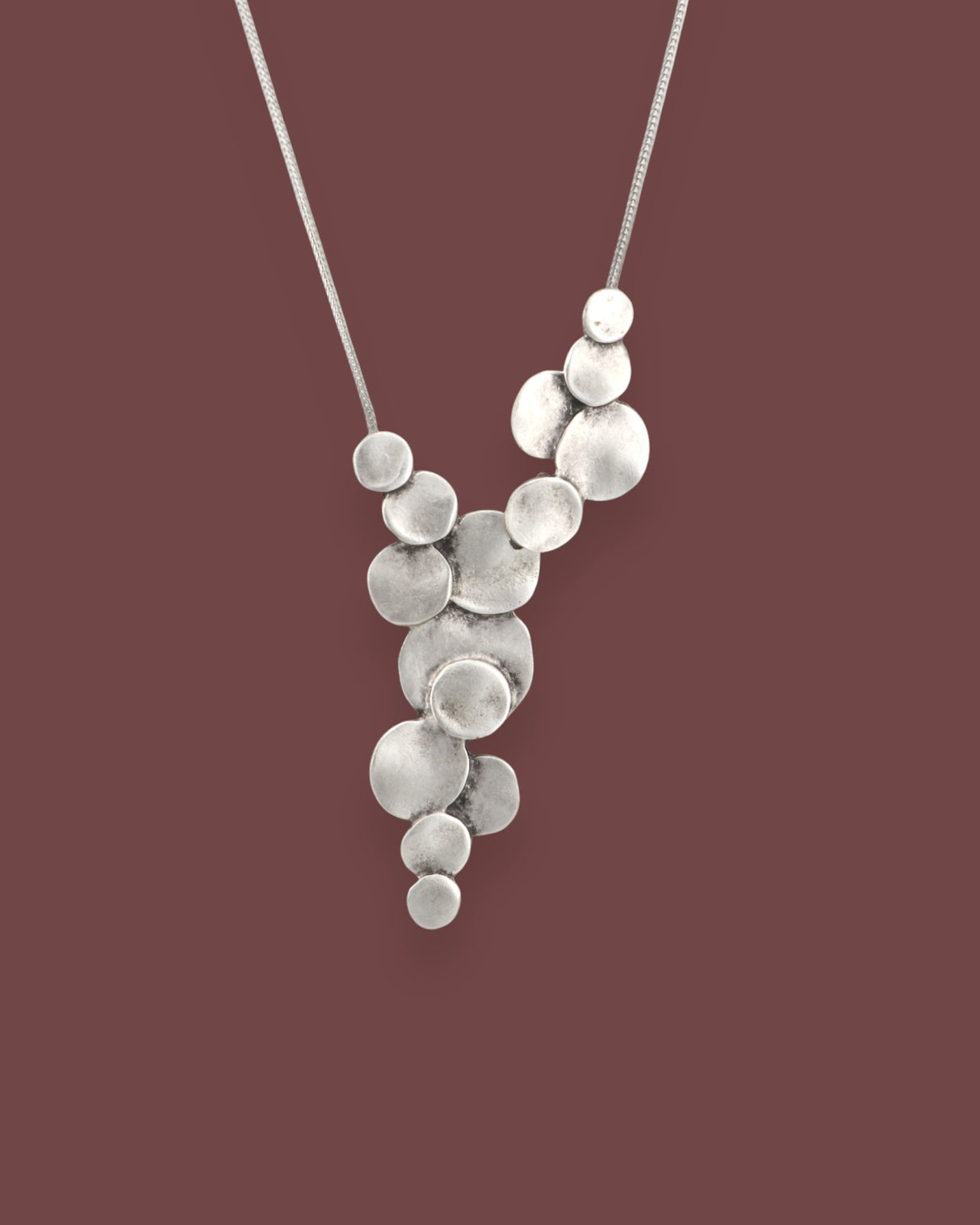 Structured Discs Statement Pewter Necklace