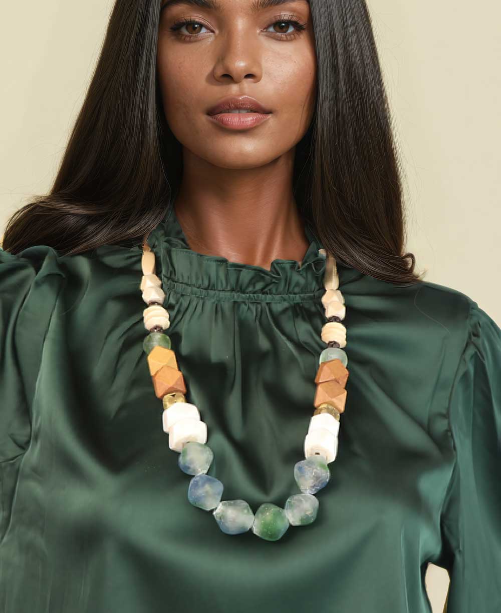 Chunky Recycled glass bead necklace