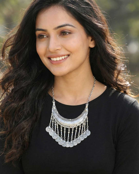 Tribal-Inspired Crescent Coin Necklace from Türkiye