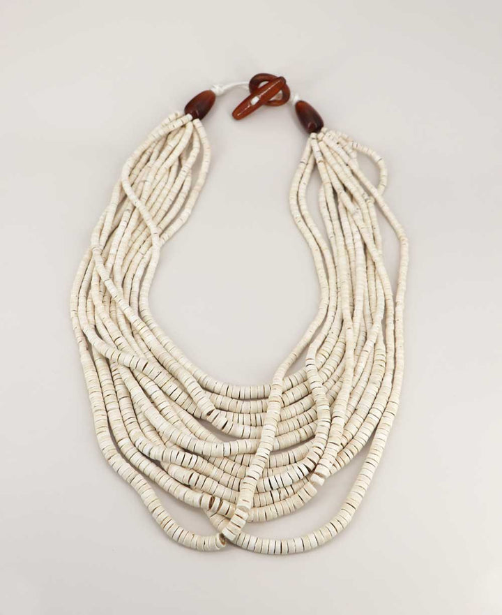 Layered Coconut Bead Necklace in Neutral Tones