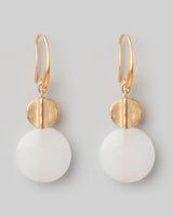 White agate and brass gold drop earrings