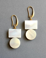 Geometric earrings with mother-of-pearl and gold hooks