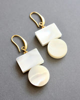 Modern drop earrings with rectangular and circular shell design
