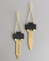 Statement earrings with black magnesite and gold bars