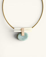 Brass Collar Necklace with Green Jasper Oval
