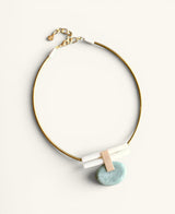 Brass Collar Necklace with Green Jasper Oval