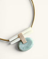 Brass Collar Necklace with Green Jasper Oval