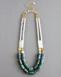 Double-strand necklace with green magnesite and turquoise